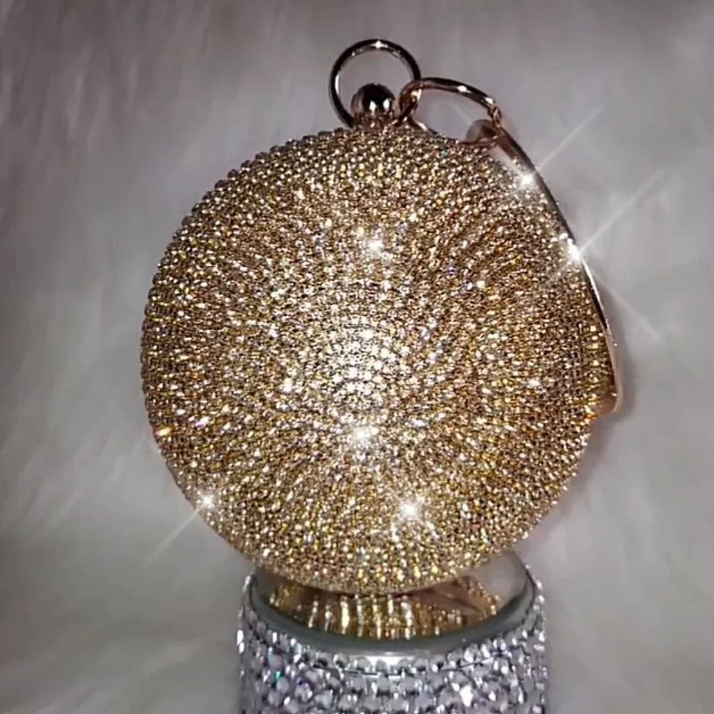 NWT Sparkling Bling Swarovski Crystal Rhinestone Round Ball Purse: Silve… - Picture 10 of 14